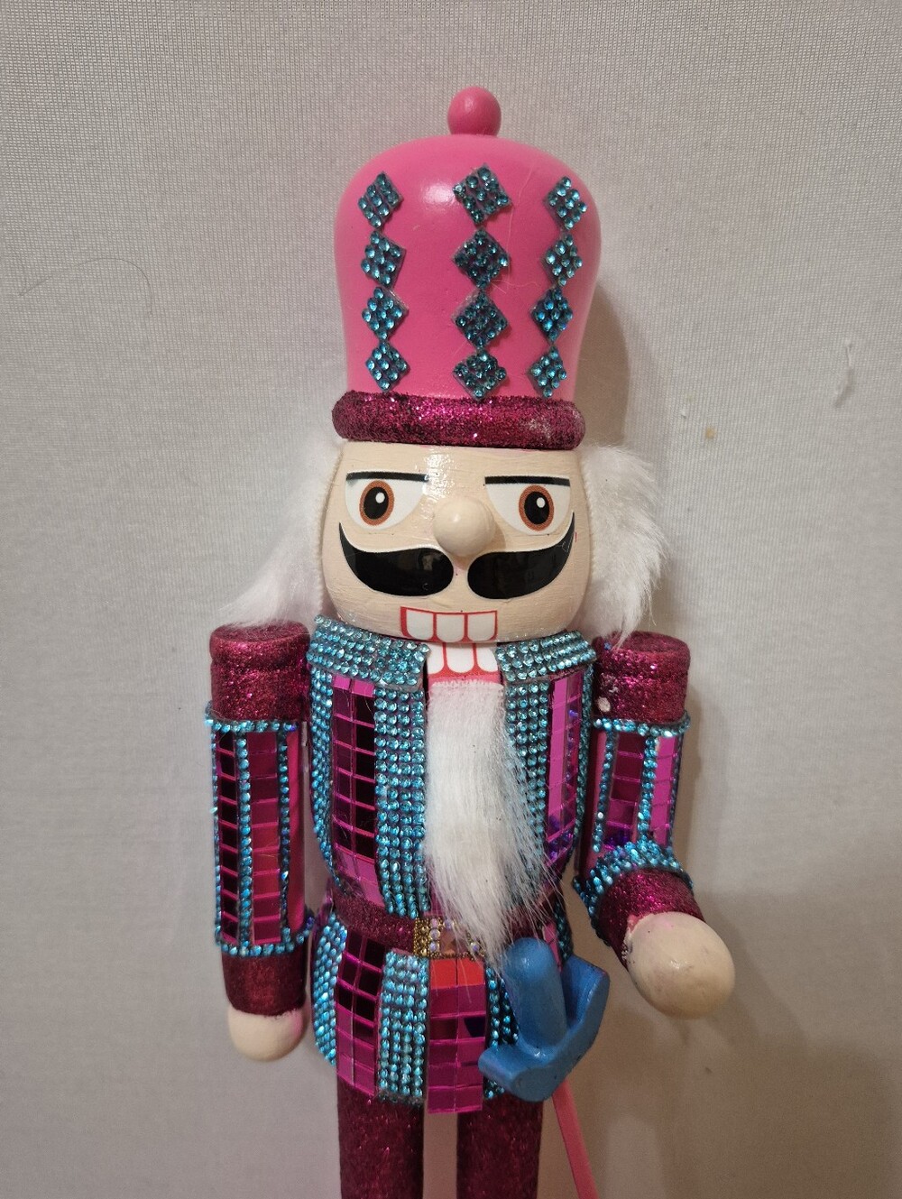 Pink Glitter Nutcracker Decorative Figurine - Picture 2 of 5